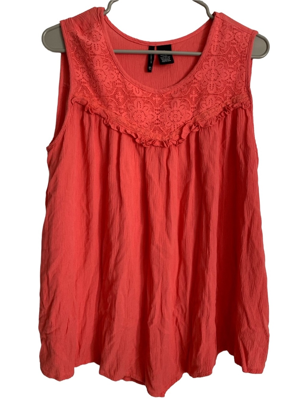 NEW DIRECTIONS Women’s Salmon Pink Orange Rayon Gauze Tank Top Blouse